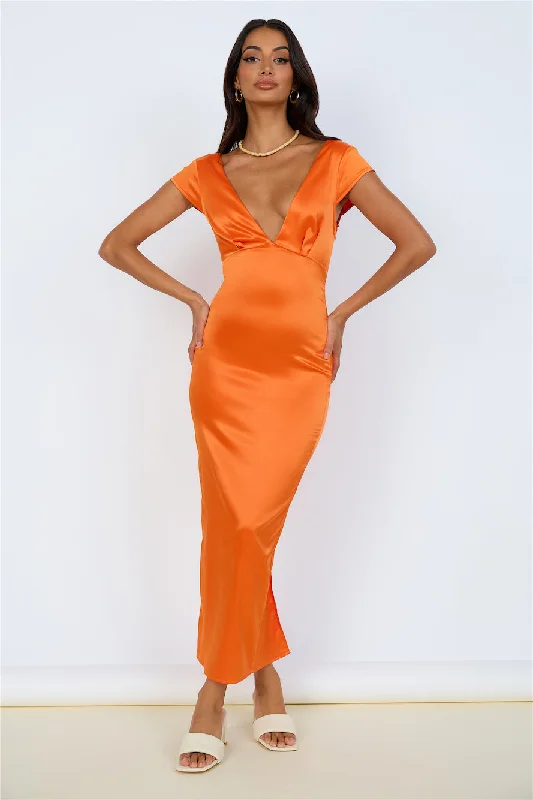 Starburst Skies Maxi Dress Orange Elegant Maxi Dress with Lace