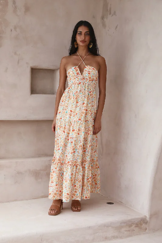 Summer in Paradise Maxi Dress orange Chic Summer Floral Maxi Dress