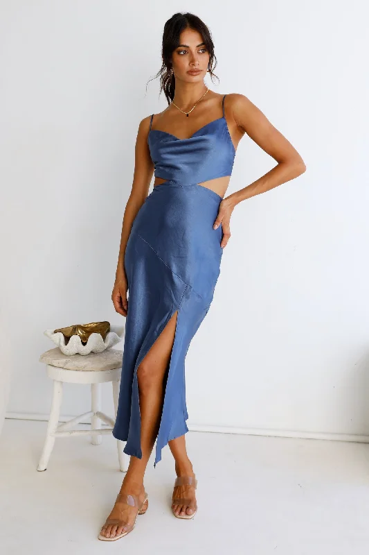 Touch The Sky Maxi Dress Blue Trendy Button Front Maxi Dress