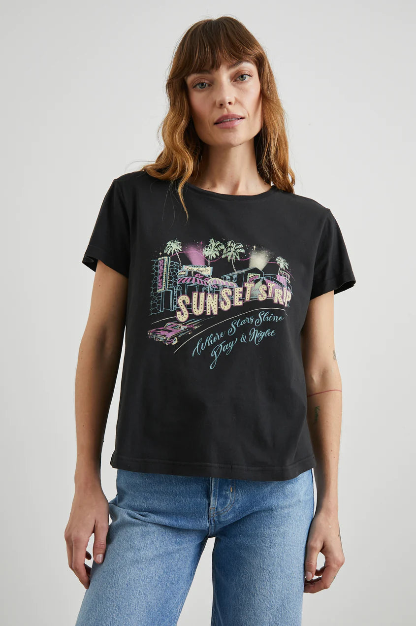 Sunset Strip Classic Crew Graphic T-Shirt Basic T-Shirt Crew Neck Short Sleeve