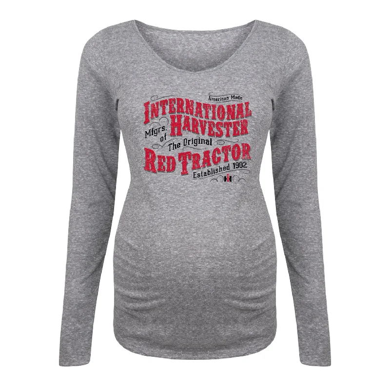 International Harvester™ Red Tractor - Maternity Long Sleeve T-Shirt Jersey Fabric Tulle Fabric Batik Fabric