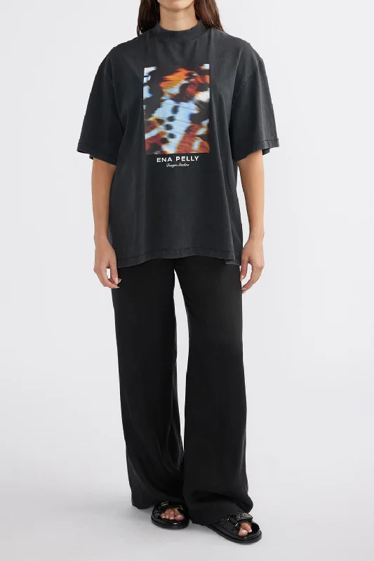 Ena Pelly Papillon Tee - Vintage Black Striped Floral Plaid