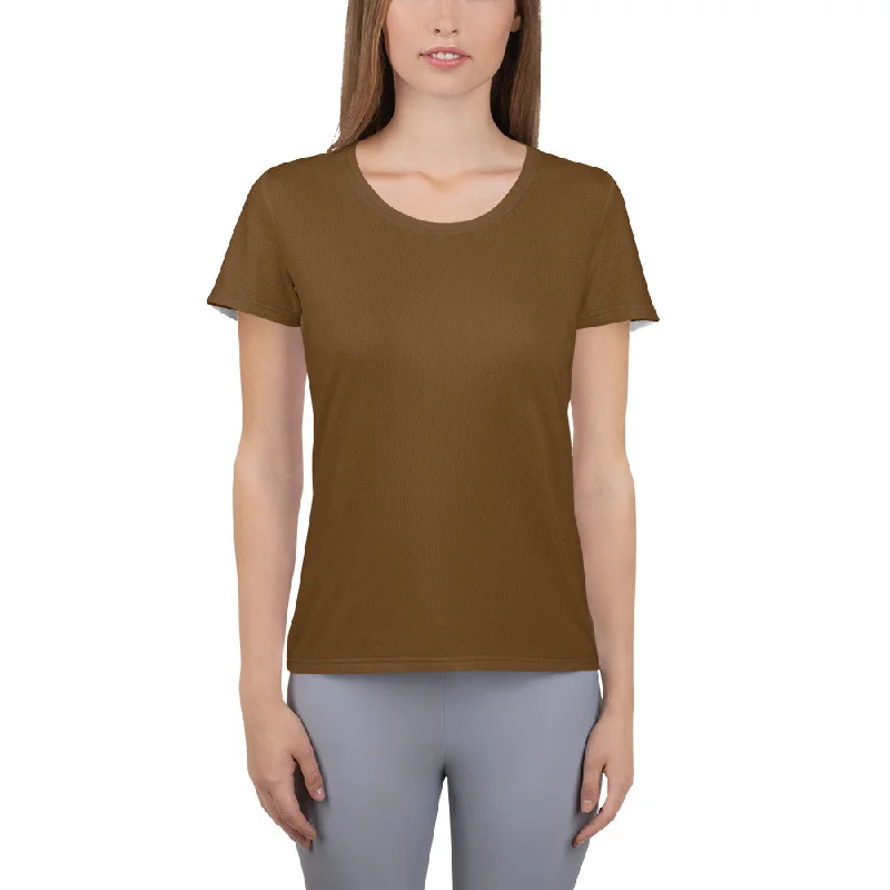 GG - Women's Athletic T-shirt - Brown Front Pockets Side Pockets Patch Pockets