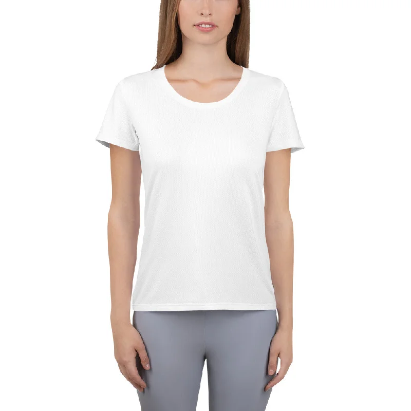 GG - Women's Athletic T-Shirt - White Collared Crew Neck Turtle Neck