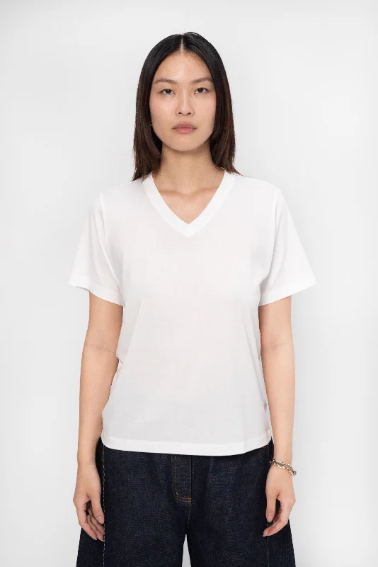 V Neck T‑Shirt, White Ribbed T-Shirt High Neck Heavyweight