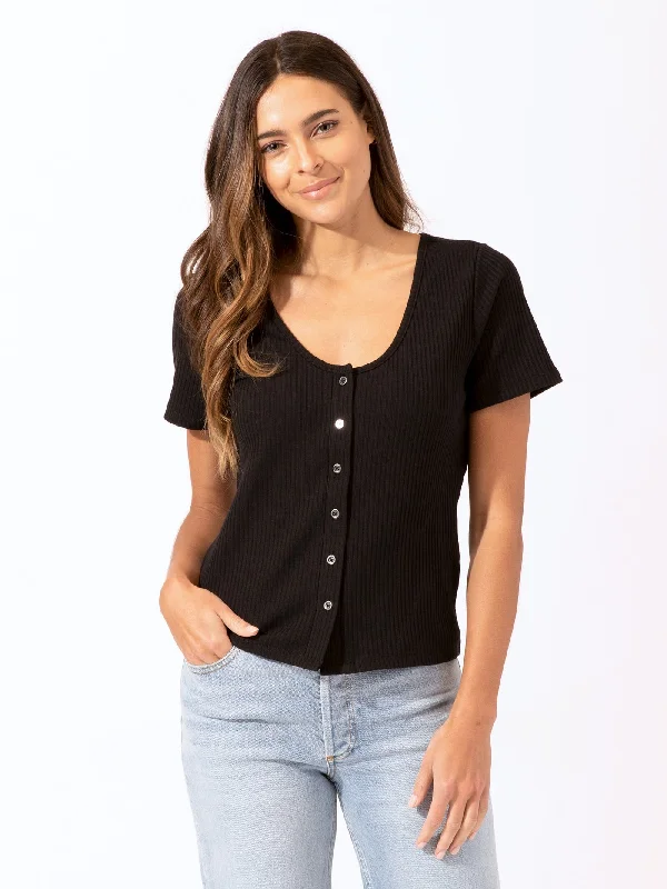 Lauryn Button-Front Tee Elegant Classic Vintage