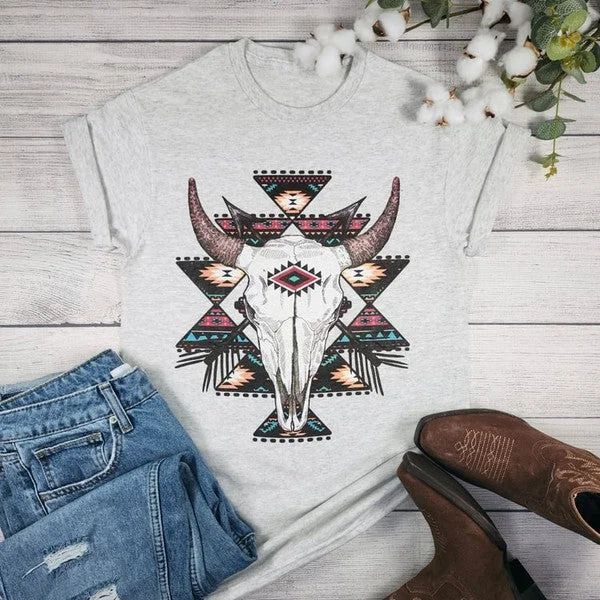 Longhorn Aztec Serape - Graphic T-shirt Silk Blend Satin Velvet