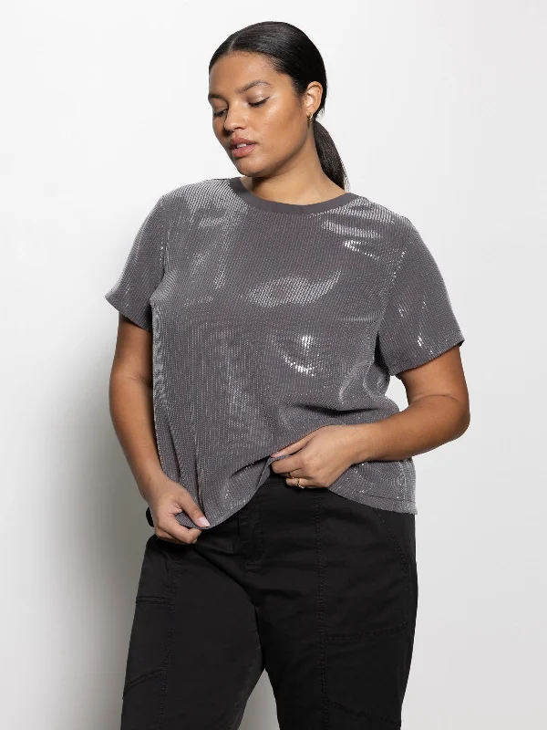 Perfect Sequin Tee Gunmetal Inclusive Collection Welt Pockets Slit Pockets Flap Pockets