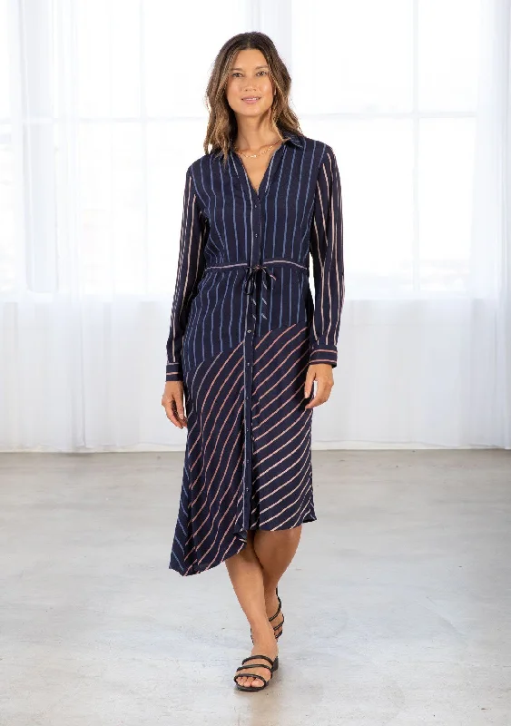 Ray of Light Striped Shirt Dress Fashionable Trendy Casual