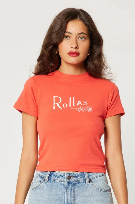 Rollas - Classic Tee, Summer Rose Rayon Velvet Corduroy