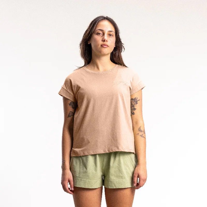 Script Box Tee Women's Clay Hooded Caped Shawl Collar