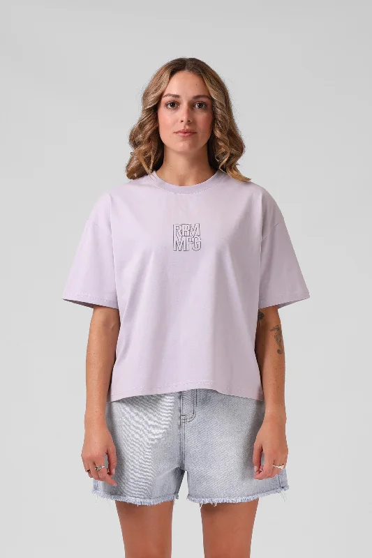 Square Tee - Faded Lilac Beaded Sequined Faux Fur