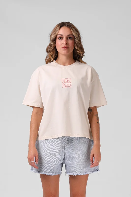 Square Tee - Vintage Cream Spandex Blend Rayon Blend Denim Blend