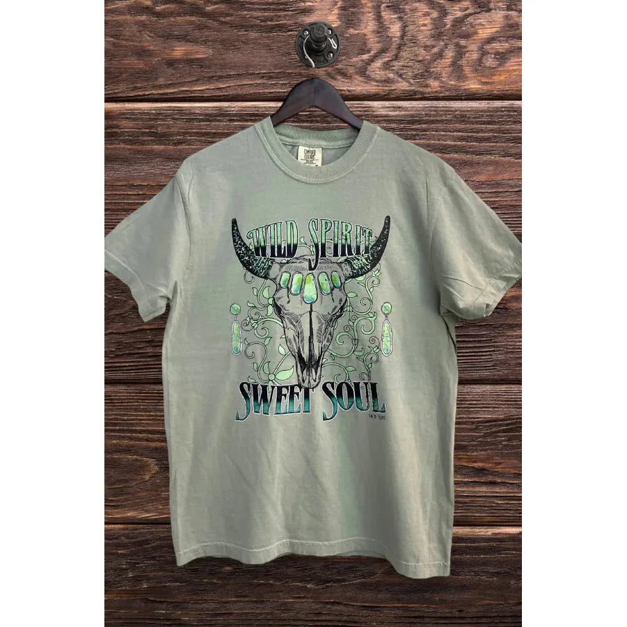 Steer Wild Spirit Sweet Soul T-shirt Spandex Blend Rayon Blend Denim Blend