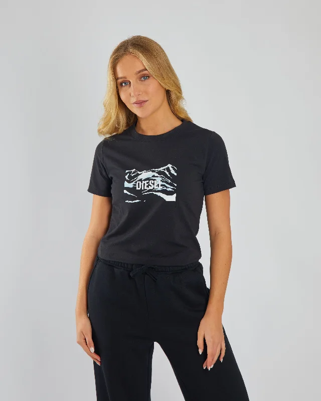 Jennika Tee Jet Black Lace Blend Ribbed Blend Corduroy Blend