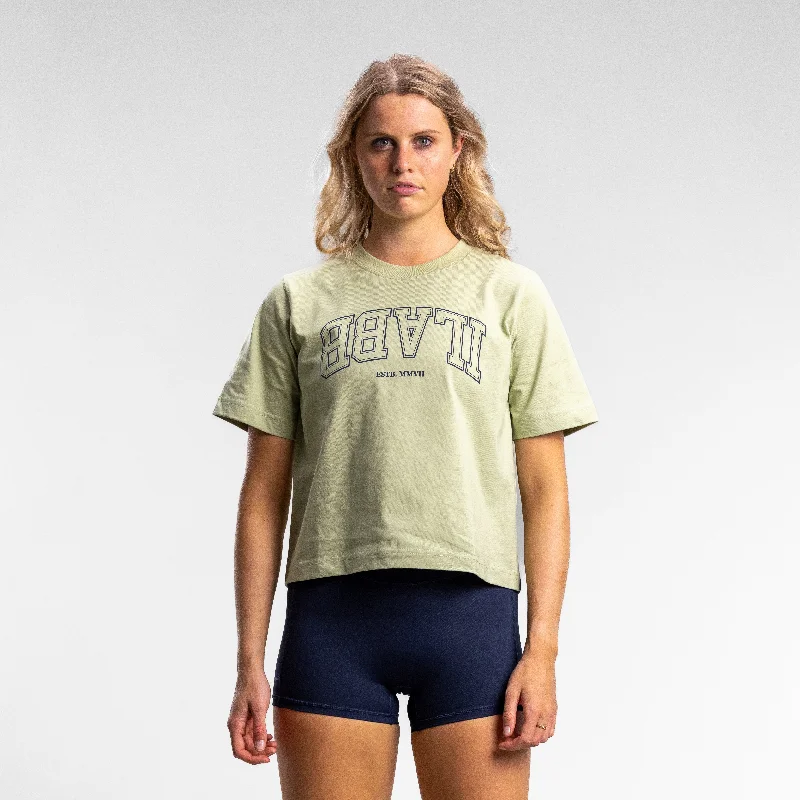 Varsity Line Relaxed Tee Women's Sage Modern Contemporary Chic