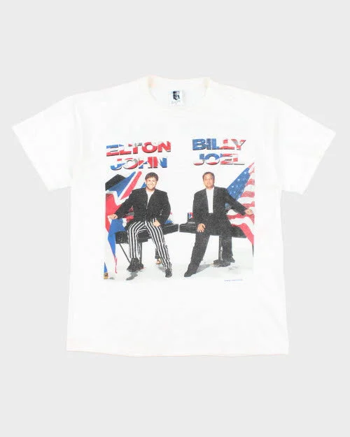 Vintage 90's Single Stitch Elton John & Billy Idol Tour T-Shirt - L Ribbed Striped Patterned