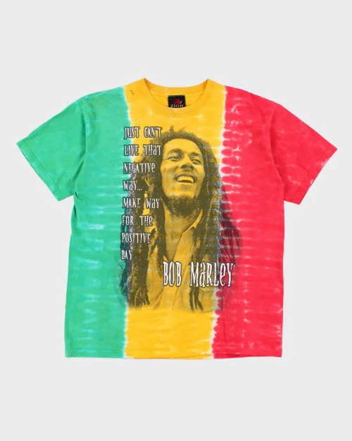 Vintage 90's Zion Bob Marley Tye Dye T-Shirt - L Satin Blend Silk Blend Wool Blend