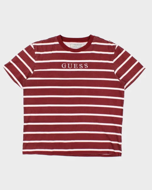 Vintage Guess LA Originals Striped T-Shirt - XL Elegant Classic Vintage