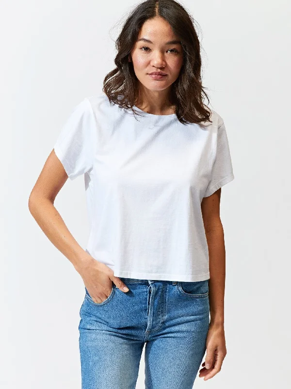 Invincible Cropped Crew Tee Spandex Blend Rayon Blend Denim Blend