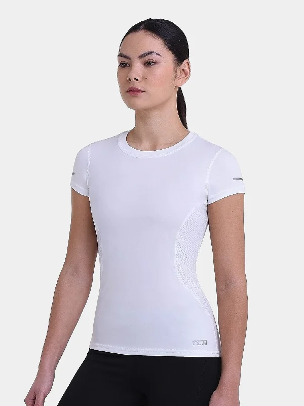 Atomic Short Sleeve T-Shirt With UPF 50+ Protection & Side Mesh Panels For Women Lace Blend Ribbed Blend Corduroy Blend