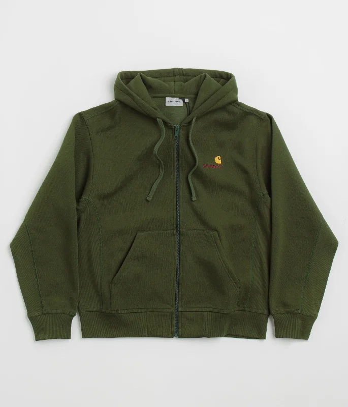 Carhartt American Script Hooded Jacket - Tarragon Wool Fabric Cashmere Fabric Tweed Fabric