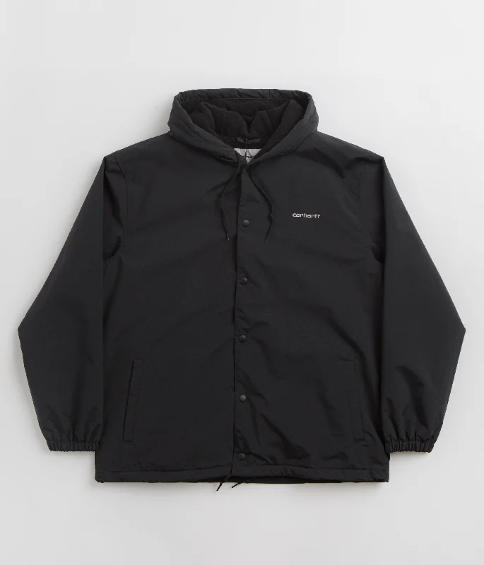 Carhartt Hooded Coach Jacket - Black / White Belted Jacket Elasticated Jacket Padded Jacket