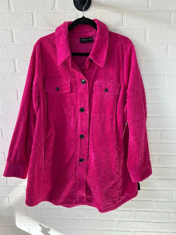 Jacket Shirt By Lane Bryant In Pink, Size: Xl Front Pockets Side Pockets Patch Pockets