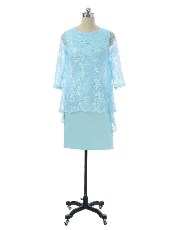 Sheath Knee Length With Jacket Chiffon Lace Groom Short Mother Dresses For Wedding Mesh Jacket Canvas Jacket Denim Jacket