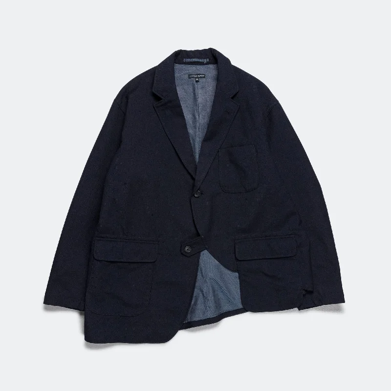 Slanted Jacket - Dk. Navy Wool Uniform Serge Front Pockets Side Pockets Patch Pockets