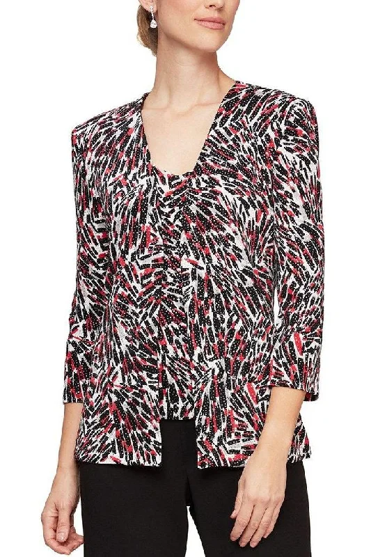 Alex Evenings V-Neck Sleeveless Embellished Jersey Top with Matching Jacket Nylon Jacket Polyester Jacket Spandex Jacket