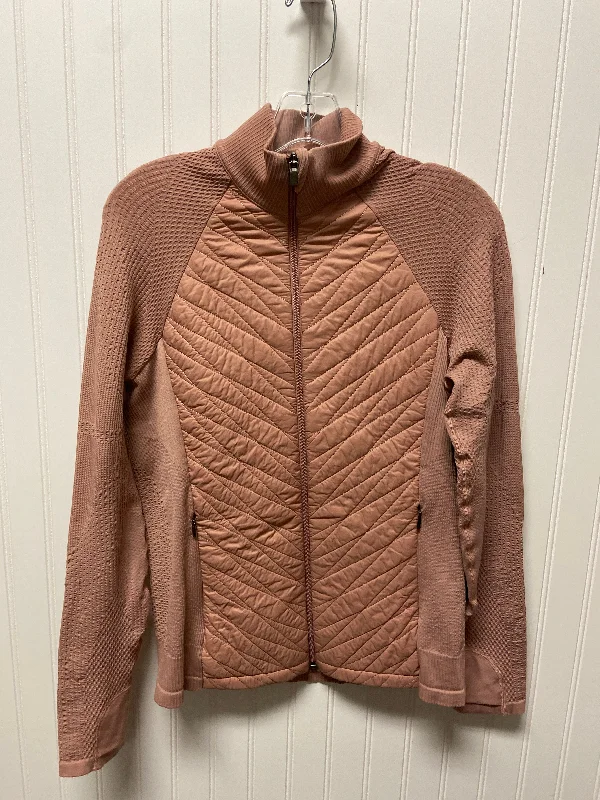 Athletic Jacket By Athleta In Pink, Size: L Hooded Jacket Caped Jacket Shawl Collar Jacket