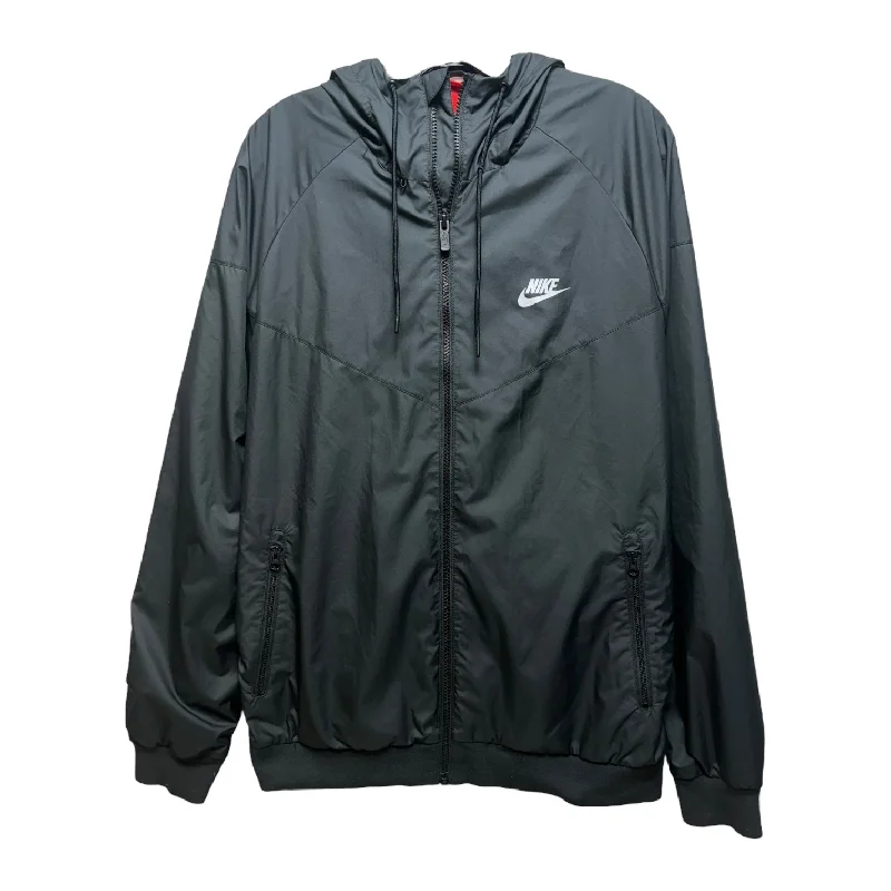 Athletic Jacket By Nike Apparel In Black, Size: L Satin Jacket Silk Jacket Chiffon Jacket