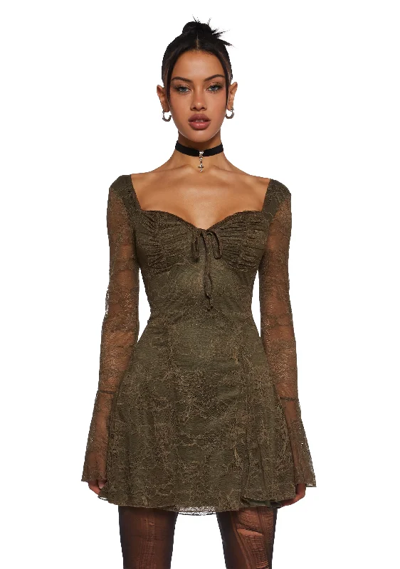 Aura Points Lace Mini Dress - Green Stylish Sweetheart Mini Dress