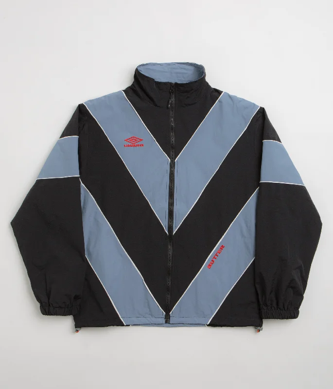 Butter Goods x Umbro Diamond Tracksuit Jacket - Black / Slate Hooded Jacket Caped Jacket Shawl Collar Jacket