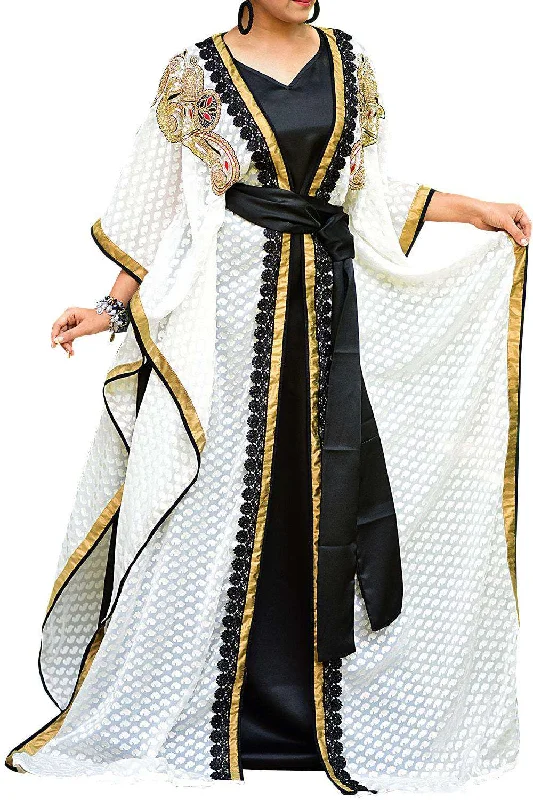 Impressive Black and Off White Jacket Style Moroccan Kaftan Knit Jacket Woven Jacket Fleece Jacket