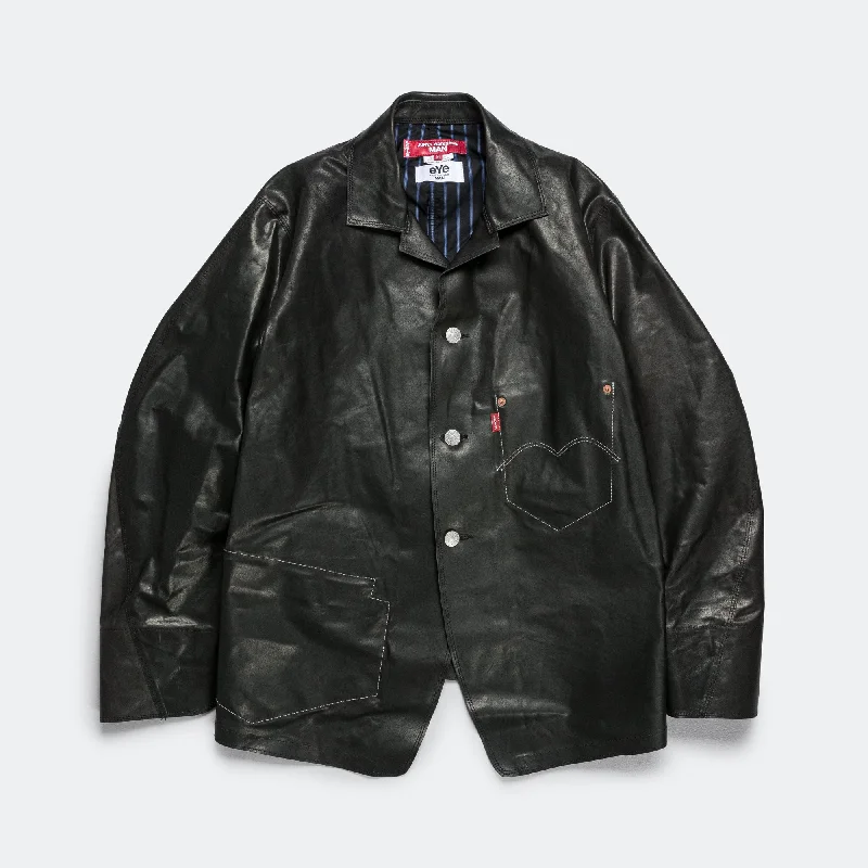 Leather Jacket x Levi's - Black Print Jacket Jacquard Jacket Embroidered Jacket