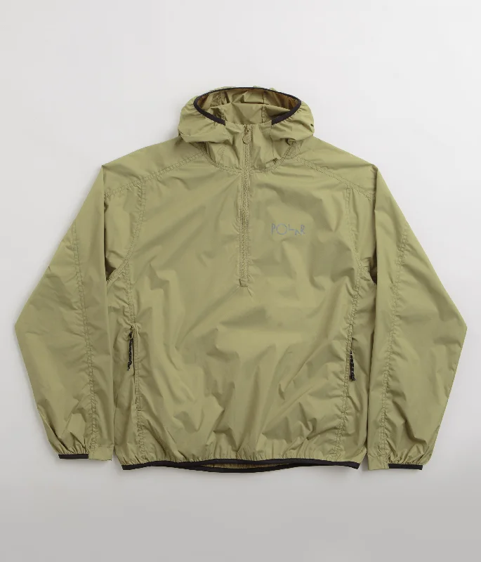 Polar Packable Anorak Jacket - Dirty Green Wool Fabric Cashmere Fabric Tweed Fabric