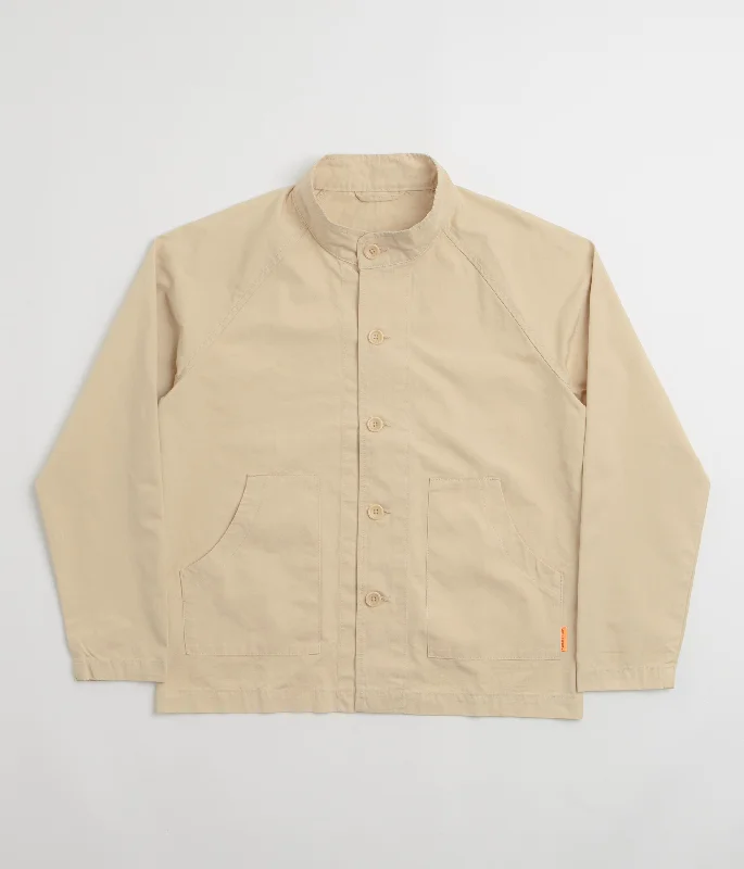 Service Works Fine Twill Waiters Jacket - Pale Khaki Knit Jacket Woven Jacket Fleece Jacket