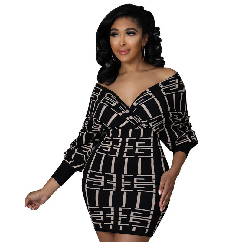 Sexy Long Sleeves Mini Dresses Cozy Wraparound Mini Dress