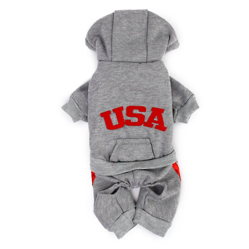 Maxbell Maxbell Soft Comfortable Fashionable Design Dog Puppy Hoodie Jumpsuit Coat Jacket Costume Outfit Clothing Accessory Pet Supplies Grey M Appliqued Jacket Beaded Jacket Sequined Jacket