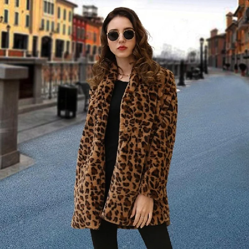 Winter Warm Plush Teddy Coat Long Leopard Print Faux Fur Jacket Rayon Fabric Velvet Fabric Corduroy Fabric