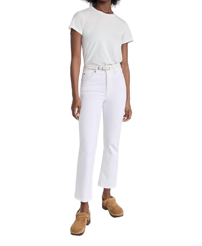 70S Crop Boot Jeans In White Fashionable Mom Jeans