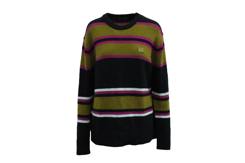 Acne Studios Nima Striped Knit Sweater in Multicolor Wool Terry Blend Velvet Blend Canvas Blend