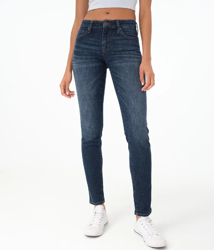 Aeropostale Women's Premium Seriously Stretchy Mid-Rise Skinny Jean*** Trendy Wide-Leg High-Waist Denim