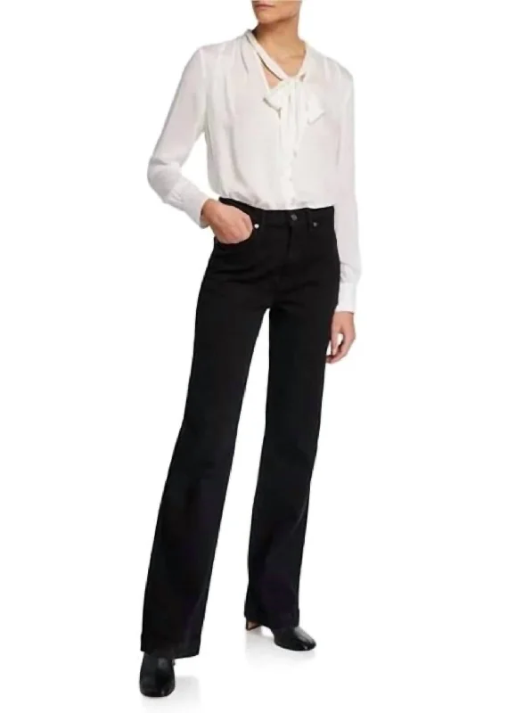 Alexa Trouser Jean In Black Velvet Cozy Wide-Legged Jeans