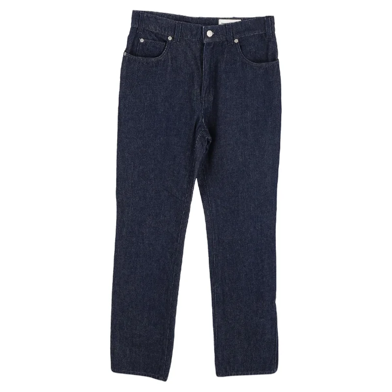 Alexander McQueen Straight Leg Denim Jeans in Blue Cotton Chic Rolled Cuff Denim Jeans