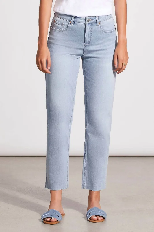 Audrey Girlfriend Straight Ankle Jean In Beach Wash Comfortable Faded High-Rise Jeans