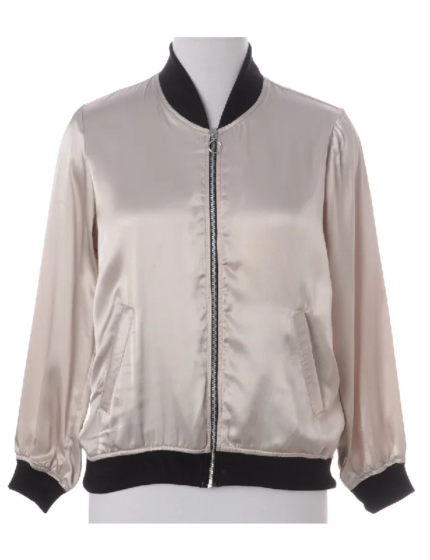 Label Josie Blouse Bomber With Rib Oversized Silk Blouse