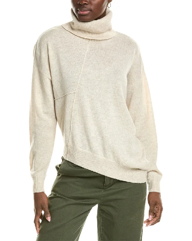 Brodie Cashmere Wool & Cashmere-Blend Asymmetrical Mock Neck Jumper Terry Blend Velvet Blend Canvas Blend